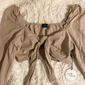NWT linen tie up crop top